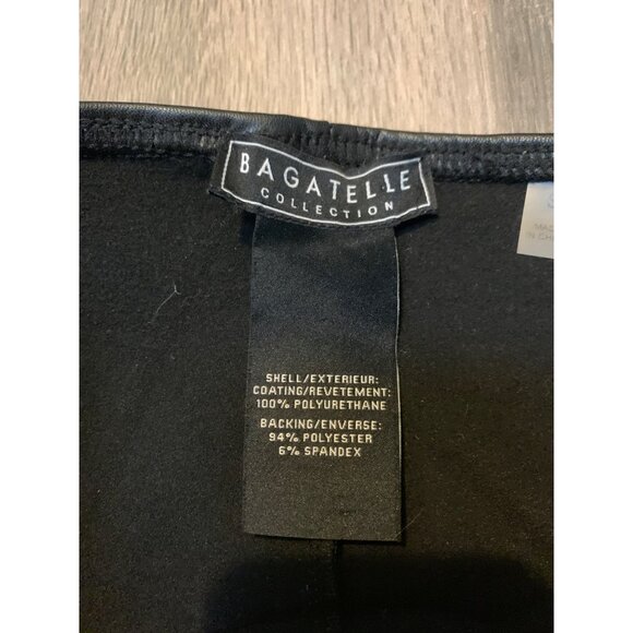 Bagatelle Womans S Black Pleather Faux Leather Pull On Pants Stretch Slit Front - Picture 3 of 6